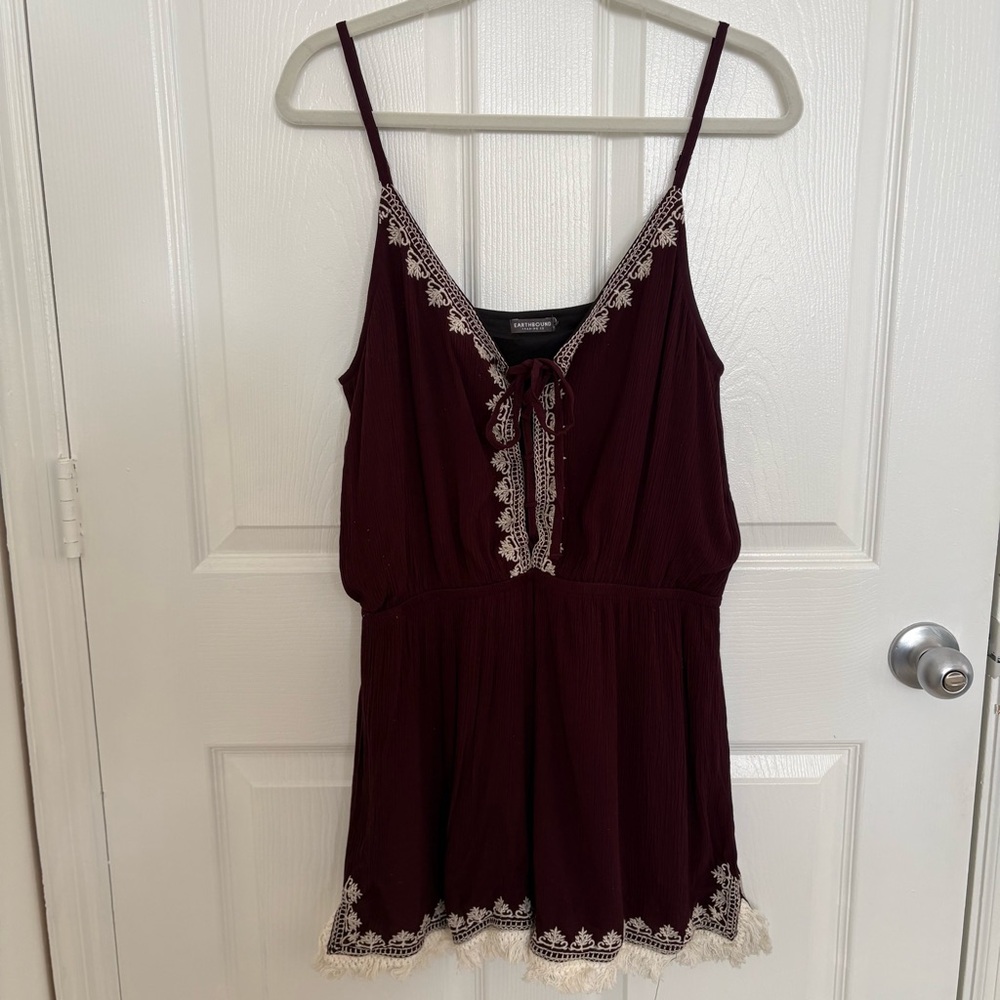 Boho Fringe Trim Romper